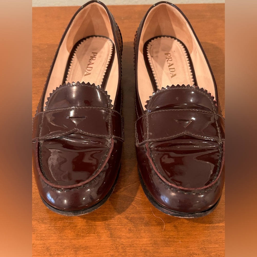 Prada Patent Leather Penny Loafers SZ 40.5 (10 1/2) Womens